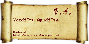 Vozáry Agnéta névjegykártya